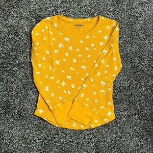 Old navy girls thermal small 6-7 yellow flower fall autumn mustard